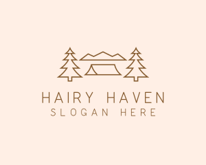 Minimal Pine Tree Campsite logo design