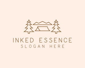 Minimal Pine Tree Campsite logo design