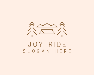 Minimal Pine Tree Campsite logo design