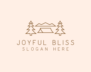 Minimal Pine Tree Campsite logo design