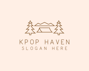 Minimal Pine Tree Campsite logo design