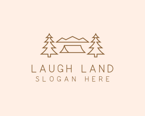 Minimal Pine Tree Campsite logo design