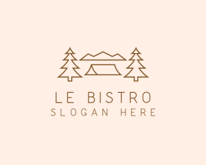 Minimal Pine Tree Campsite logo design