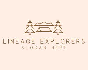 Minimal Pine Tree Campsite logo design