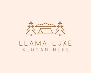 Minimal Pine Tree Campsite logo design