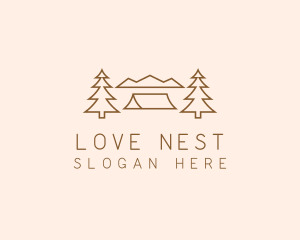 Minimal Pine Tree Campsite logo design