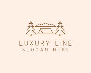 Minimal Pine Tree Campsite logo design