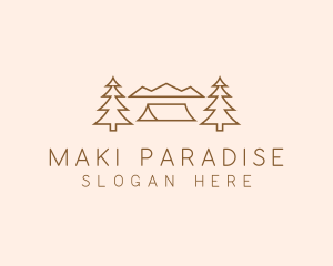 Minimal Pine Tree Campsite logo design