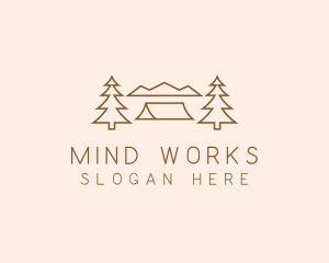 Minimal Pine Tree Campsite logo design