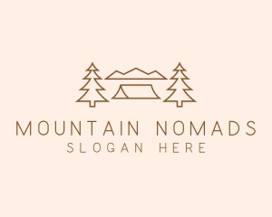 Minimal Pine Tree Campsite logo design