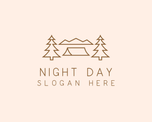 Minimal Pine Tree Campsite logo design