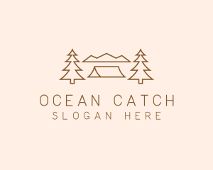 Minimal Pine Tree Campsite logo design