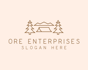 Minimal Pine Tree Campsite logo design