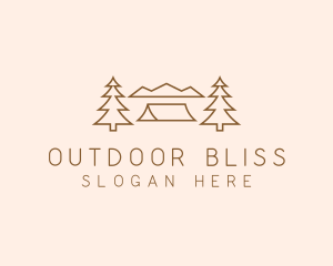 Minimal Pine Tree Campsite logo design