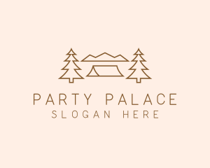 Minimal Pine Tree Campsite logo design