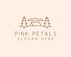 Minimal Pine Tree Campsite logo design