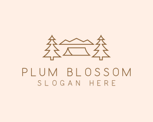 Minimal Pine Tree Campsite logo design