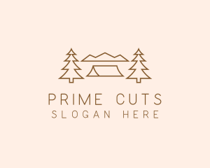 Minimal Pine Tree Campsite logo design