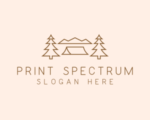 Minimal Pine Tree Campsite logo design