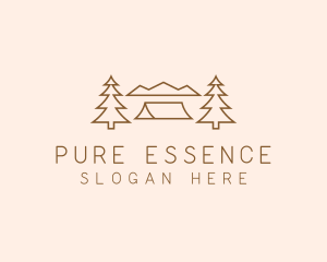 Minimal Pine Tree Campsite logo design