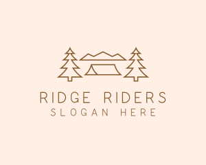 Minimal Pine Tree Campsite logo design