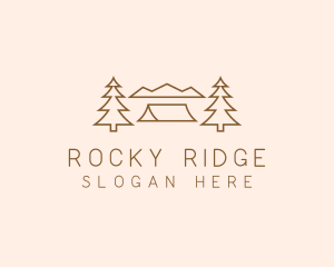 Minimal Pine Tree Campsite logo design