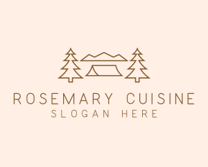 Minimal Pine Tree Campsite logo design