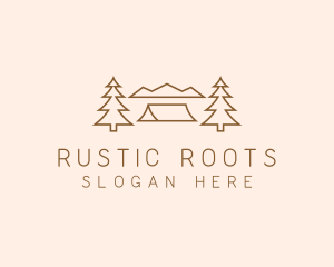 Minimal Pine Tree Campsite logo design