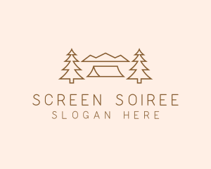 Minimal Pine Tree Campsite logo design