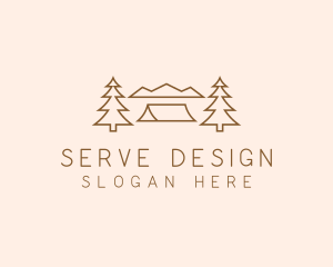 Minimal Pine Tree Campsite logo design