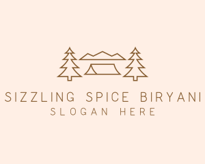 Minimal Pine Tree Campsite logo design