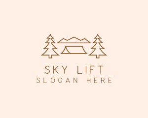 Minimal Pine Tree Campsite logo design