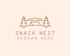 Minimal Pine Tree Campsite logo design