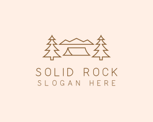 Minimal Pine Tree Campsite logo design