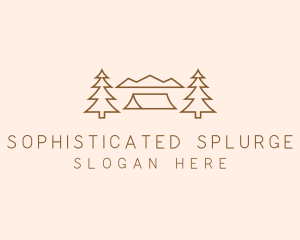 Minimal Pine Tree Campsite logo design