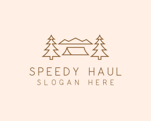 Minimal Pine Tree Campsite logo design