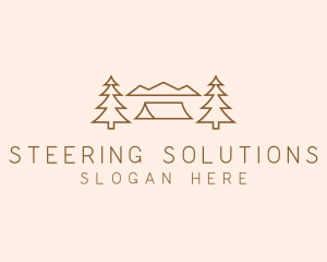 Minimal Pine Tree Campsite logo design