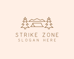 Minimal Pine Tree Campsite logo design