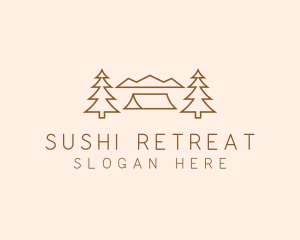 Minimal Pine Tree Campsite logo design