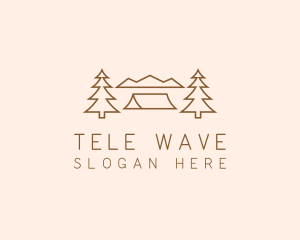 Minimal Pine Tree Campsite logo design