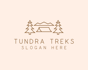 Minimal Pine Tree Campsite logo design