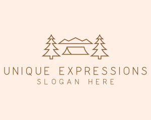 Minimal Pine Tree Campsite logo design