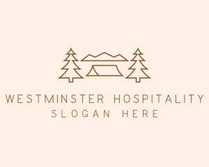 Minimal Pine Tree Campsite logo design