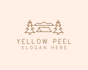 Minimal Pine Tree Campsite logo design