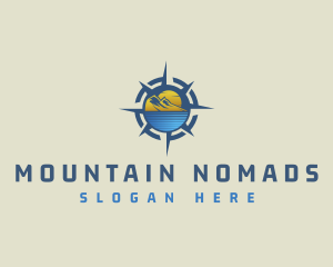 Mountain Sunset Compass logo design