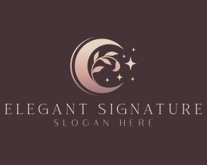 Elegant Moon Leaves logo design