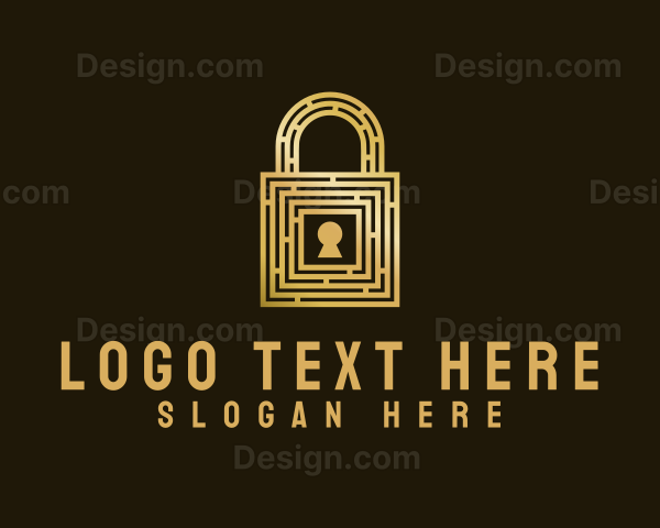 Gold Maze Padlock Logo