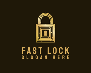 Gold Maze Padlock logo design