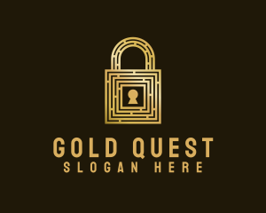 Gold Maze Padlock logo design