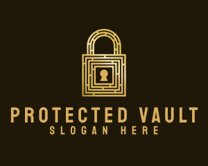 Gold Maze Padlock logo design